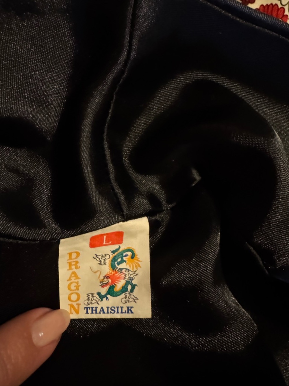 Navy Blue Kimono Style Robe - Picture 6 of 6